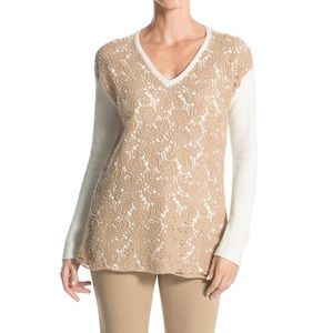 {Chico’s} Christina Lace-front Pullover Sweater
